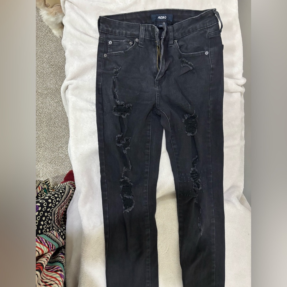 Aero Black Ripped Skinny Jeans